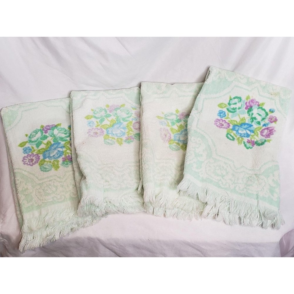 Lady Pepperell Floral Hand towel Guest Towel Mint